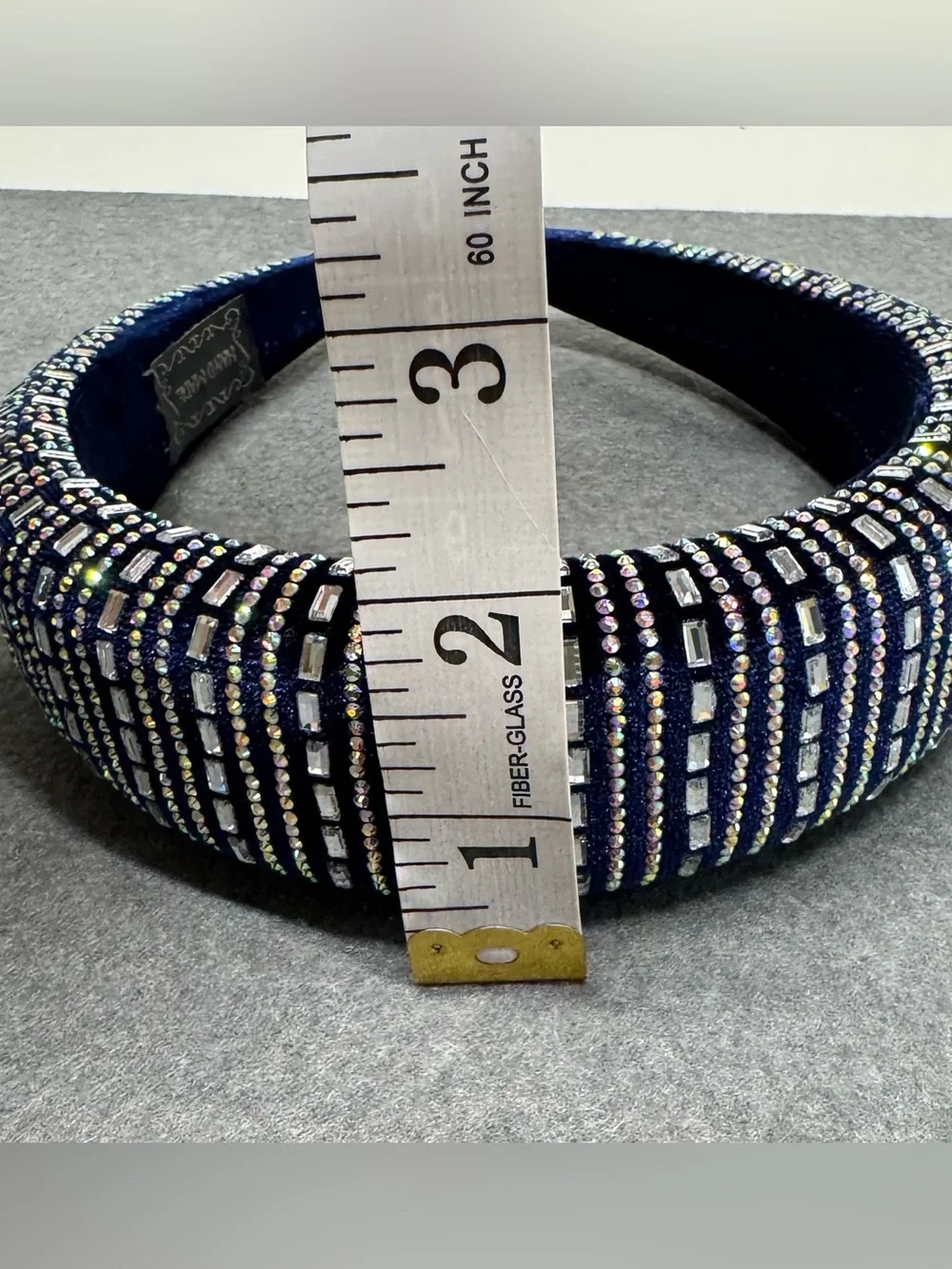 Handmade Navy Blue Crystal Rhinestone Padded Headband